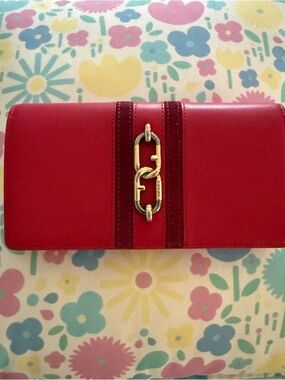 Furla Leather Wallet with Suede Accents